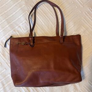 Fossil leather tote bag